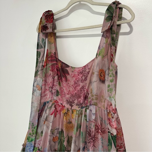 NEW Anthropologie BHLDN Isabella Floral Tiered Square Neck Midi Dress Pink - Picture 4 of 9